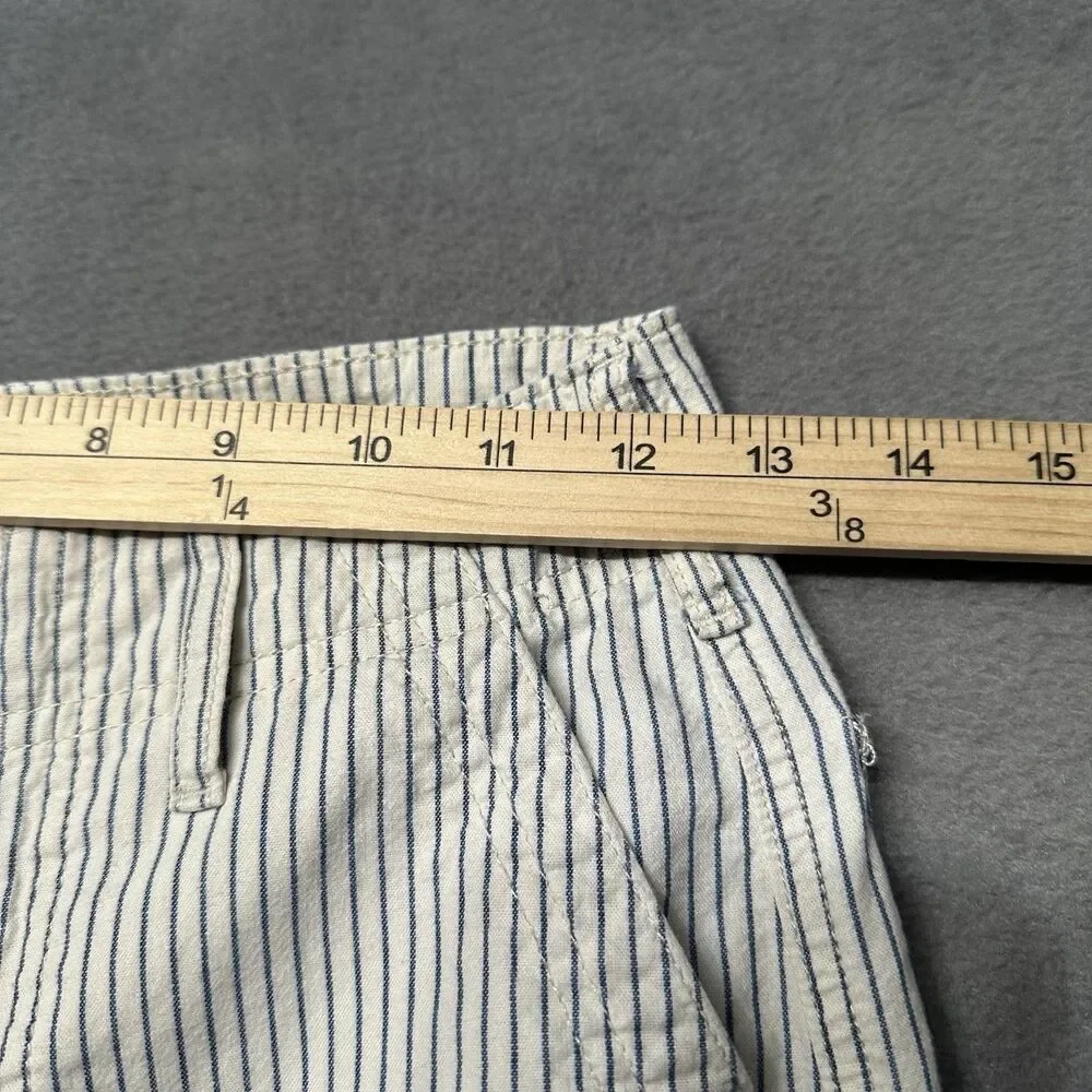 American Eagle Womens 00 Blue White Striped Ankle Pants Straight Casual EUC